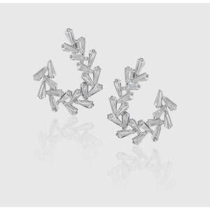 NEW SAHIRA women's arianna baguette earrings in silver